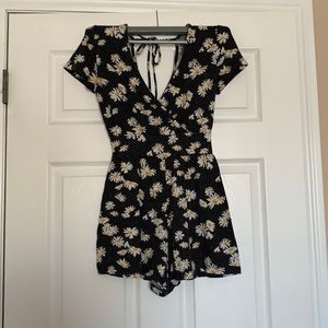 Polka dot daisy romper